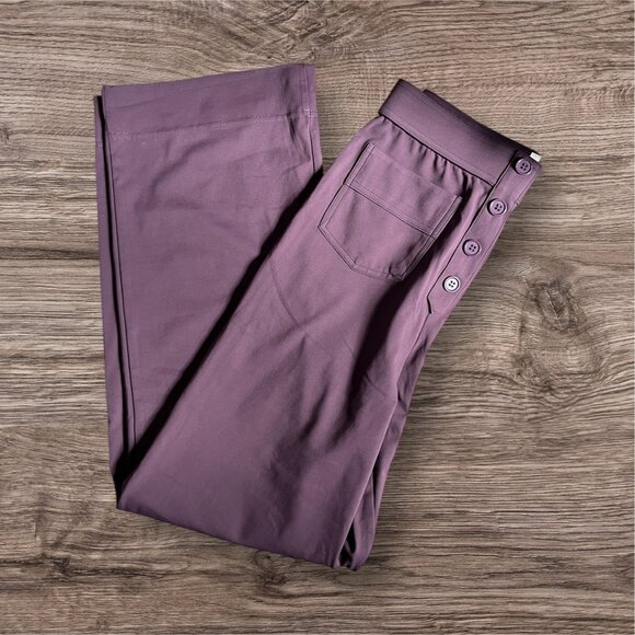 Halara High Waisted Straight Leg Pants Sz Small Womens Purple Button Front Pull - Picture 3 of 10